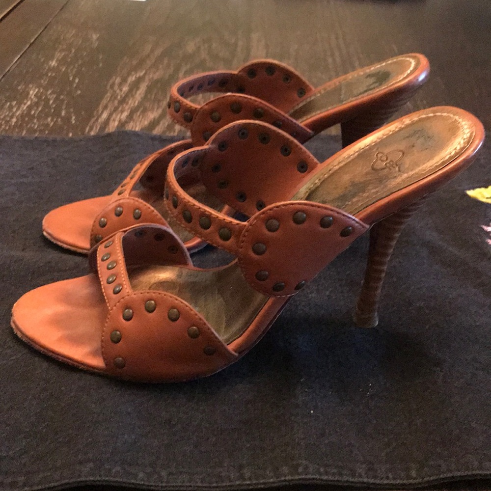 Joey Open toe stiletto sandals; Leather